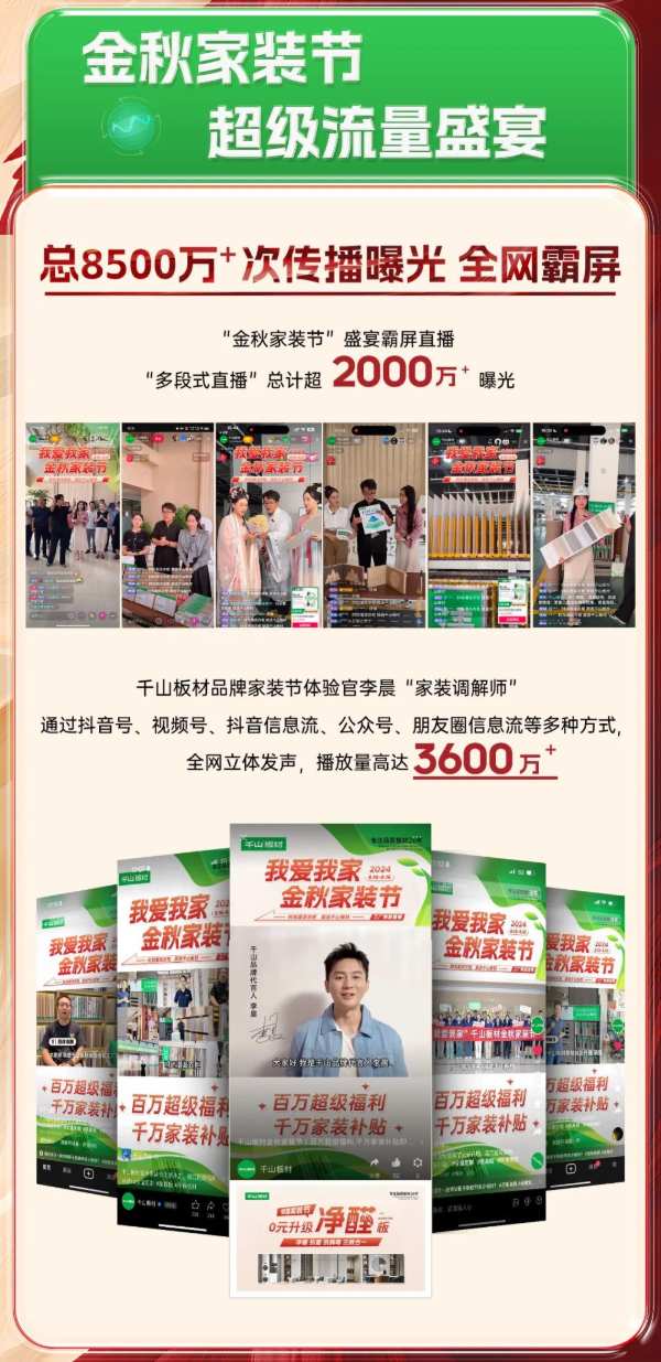 销售额破1亿，流量达8500万+，人气再创新高！千山金秋家装节圆满收官！