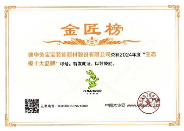 满载荣誉 砥砺前行|兔宝宝荣获2024中国板材金匠榜两项大奖