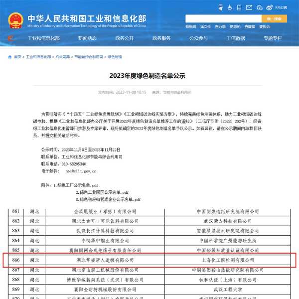 湖北华盛新人造板有限公司喜获“国家级绿色工厂”殊荣