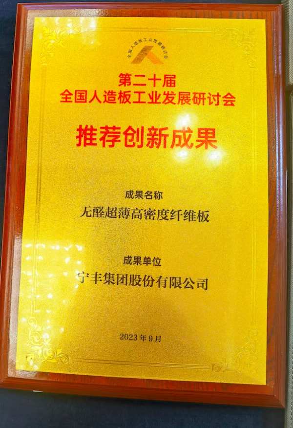 创新·智造｜宁丰集团荣获第二十届全国人造板工业发展研讨会推荐创新成果