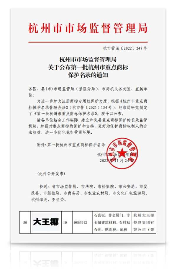 荣誉见证 | 大王椰喜获中国质量检验协会三项大奖