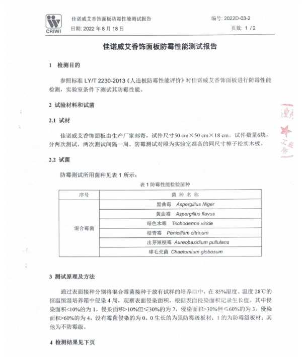 防霉抗菌，佳诺威艾香板获批两项专利授权