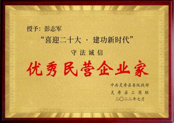 华杰木业董事长彭志军获得“优秀民营企业家”荣誉称号
