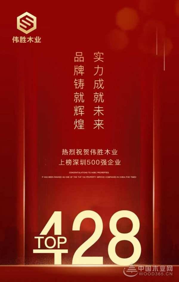 喜讯丨伟胜木业荣登“2020深圳500强企业”榜单