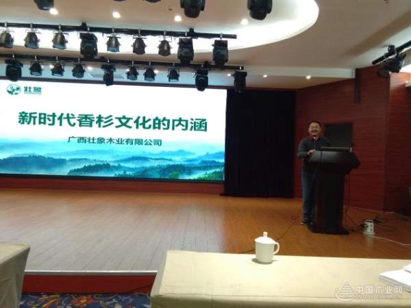 十大生态板品牌壮象董事长叶新忠在全国杉木研讨会上发言