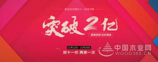 兔宝宝双十一销量一举破亿，再战绿色家居新征程