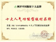 殊荣不断 百强板材斩获“十大人气功能型品牌”称号